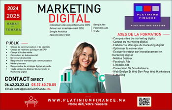 Annonce Formation HAUT CADRE – MARKETING DIGITAL Rabat Maroc