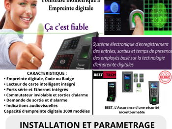 Annonce VENTE INSTALLATION DES POINTEUSES BIOMETRIQUES ZKTECO , Dakar