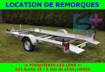 Location plateau remorque porte voiture basculant PTAC 1300Kg Permis B