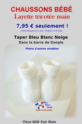 Chaussons tricot bébé layette tricotée main
