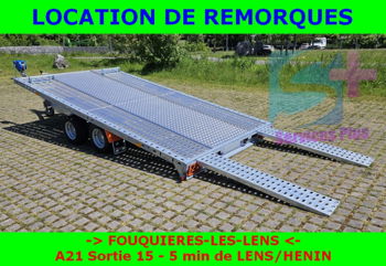 Location plateau porte voiture basculant 4m PTAC 3000 Kg Lens Pas de Calais