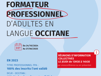 Annonce Titre professionnel Formateur Professionnel d&#039;Adultes langue Occitane Béziers