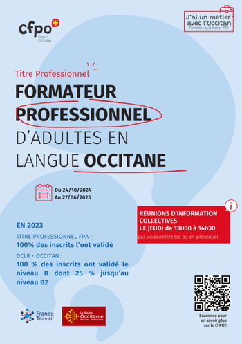 Annonce Titre professionnel Formateur Professionnel d'Adultes langue Occitane Béziers