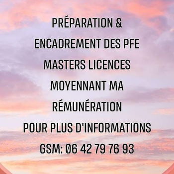 Préparation PFE Masters Licences Cours soutien Révision Agadir Maroc