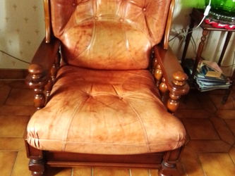 Fauteuils bois et cuir