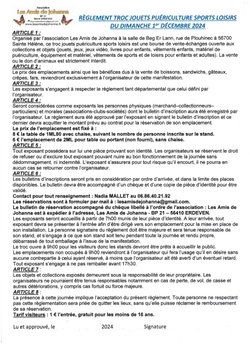 Règlement troc jouets