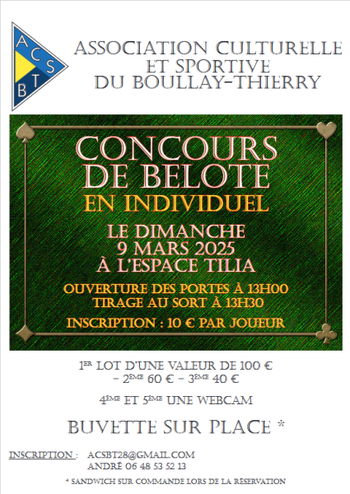 Concours Belote individuel Boullay-Thierry Eure et Loir