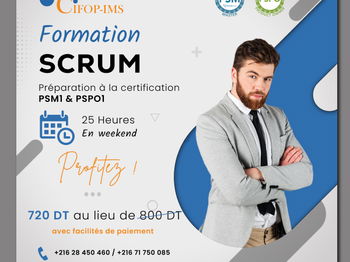 Annonce Formation Scrum Préparez-vous aux certifications PSM1 &amp; PSPO1 Tunis