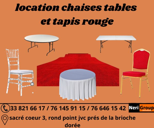 LOCATION CHAISES TABLES TAPIS ROUGE 02 Dakar Sénégal