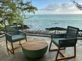 Salon en teck couleur lagon
