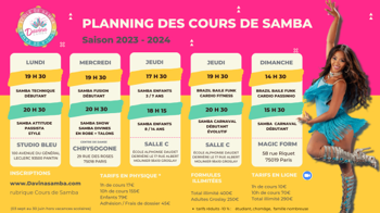 calendrier des cours de samba paris