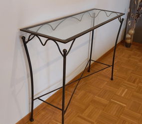 Console en verre et fer forgé