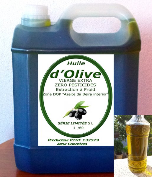 Huile d'Olive Zero Pesticides Extra Vierge Bidon 5 litres Castelo Branco