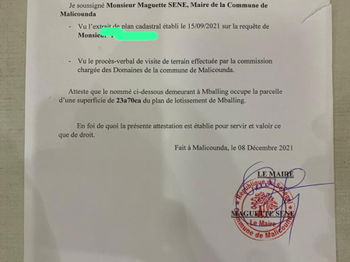 Vente MBALING TERRAIN PIED DANS L&#039;EAU M&#039;Bour Sénégal