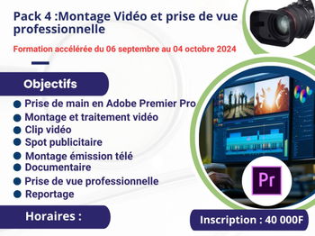 Annonce Formation Montage vidéo prise vue professionnelle Dakar Sénégal