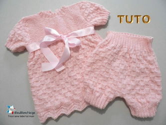 Fiche tricot bebe robe bloomer damier tuto bb Brioude Haute Loire
