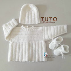patron tricot bébé ensemble bb brassière, bonnet, chaussons