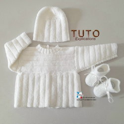 patron tricot bébé ensemble bb brassière, bonnet, chaussons
