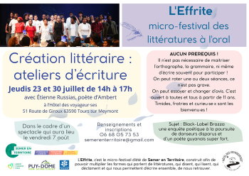 Atelier d'écriture Cunlhat Puy de Dôme