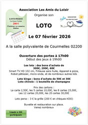 Loto Association Les Amis du Loisir Samedi 07 février 2026