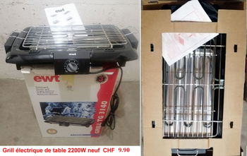 Annonce Grill électrique table 2200W NEUF 9 90 CHF Lausanne Suisse