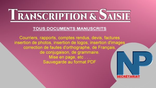 Frappe de documents, saisie, transcription