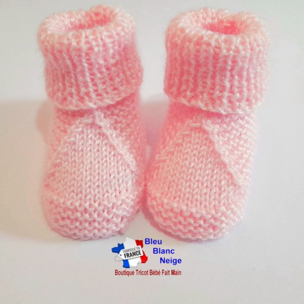 Chaussons tricot bébé layette tricotée main