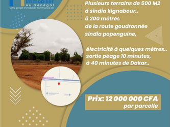 terrains 500 mètres carrés  à vendre à Sindia