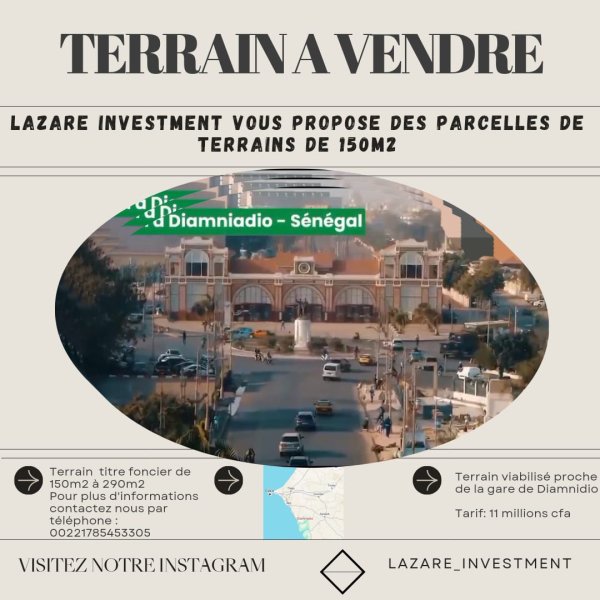 Annonce Vente Parcelle terrains diamniadio Dakar Sénégal