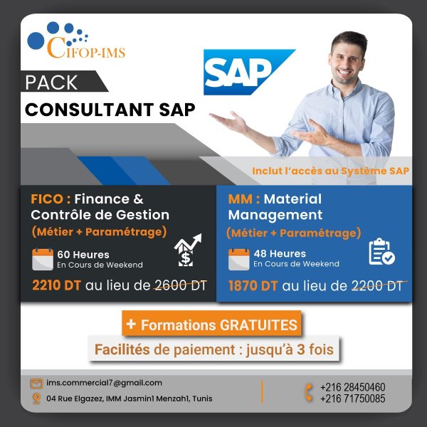 Annonce Pack Formation SAP Fico MM Tunis Tunisie
