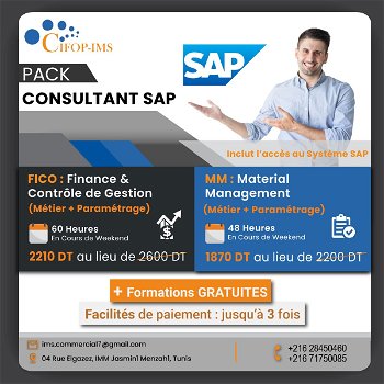 Annonce Pack Formation SAP Fico MM Tunis Tunisie