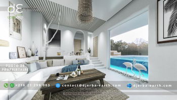 VILLA PISCINE TOP 10 À DJERBA / VENTE À L'ÉTAT ACTUEL 70 % D'AVANCEMENT