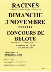 Annonce CONCOURS BELOTE -24 Racines Aube