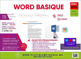 Annonce Formation Word Basique Rabat Maroc