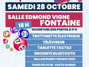 loto spécial rugby samedi 28 octobre 2023 Fontaine Isère