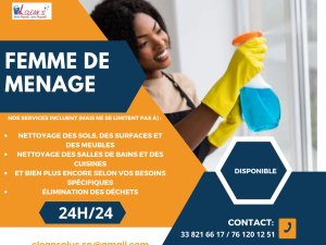 Annonce FEMME MÉNAGE PROFESSIONNELLE DISPONIBLE Dakar Sénégal