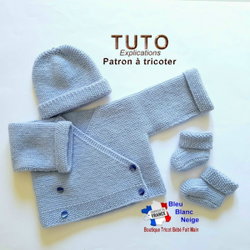 Patron à tricoter FACILE layette tricot bébé explication en PDF pour un cadeau de naissance