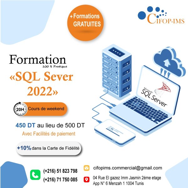 Formation SQL server 2022 L'Ariana Tunisie