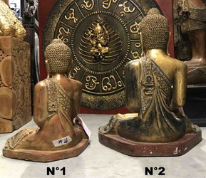 Statue Bouddha assis bois H 42 52 cm Sedan Ardennes