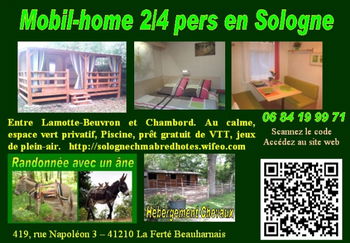 Location Mobil home Sologne près Lamotte-Beuvron Ferté-Beauharnais