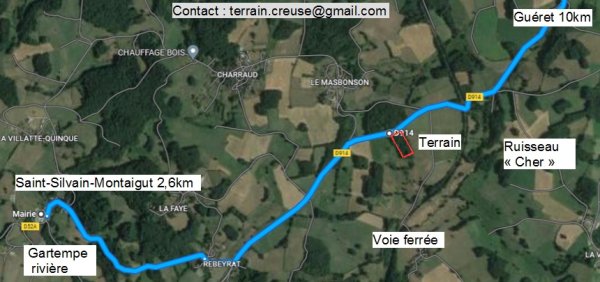 sur D914 vers la gauche: Saint-Silvain-Montaigut 23320) 2,6km, vers la droite: Guéret 10km