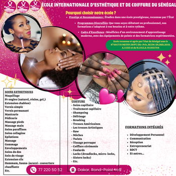 Annonce Formation soins esthétique coiffure Dakar Sénégal