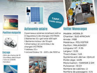 Annonce Vente voilier monocoque Nosy Be Ile Nosy Be Madagascar