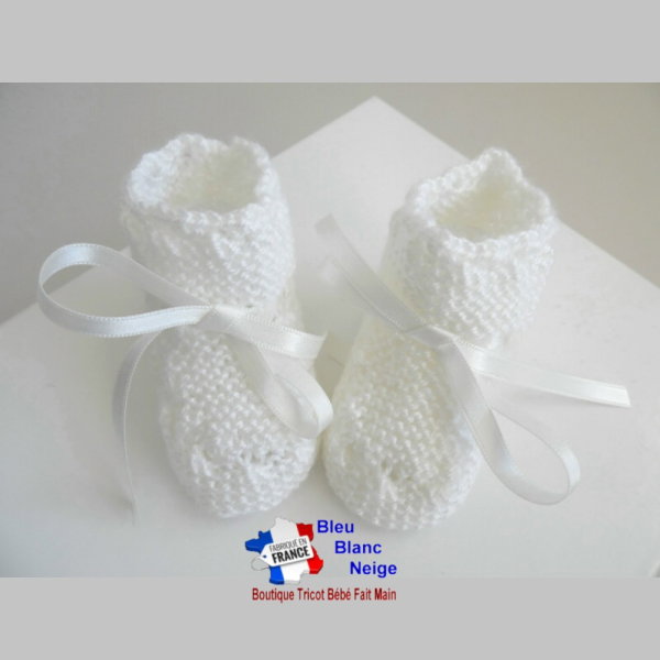 Bonnet et Chaussons tricot bébé layette tricotée main