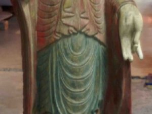 Statue Bouddha debout bois peint H 100 cm Sedan Ardennes
