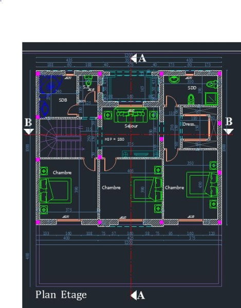 plan étage zone nuit