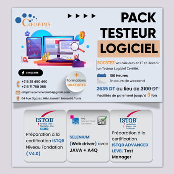 Annonce Pack Formation Testing Tunis Tunisie