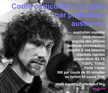 Cours particuliers d&#039;anglais Paris australien