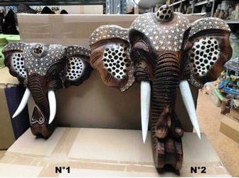 Tête d&#039;éléphant bois H 29 ou 39 cm Sedan Ardennes