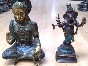Statue Hanuman Ganesh bronze H 25 ou 28 cm Sedan Ardennes